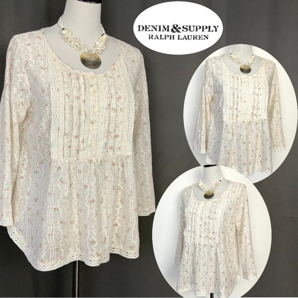 Denim & Supply Ralph Lauren Tops - Denim & Supply Rapph Lauren Floral Peasant Blouse